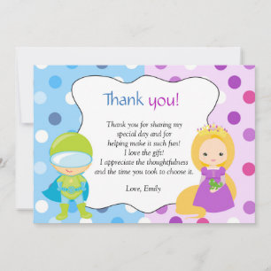 Cartão De Notas Super Herói Princesa Obrigado Nota