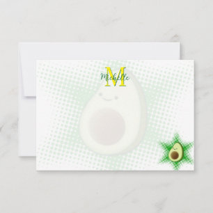 Cartão De Notas Superestrela Abacate Monograma Personalizado