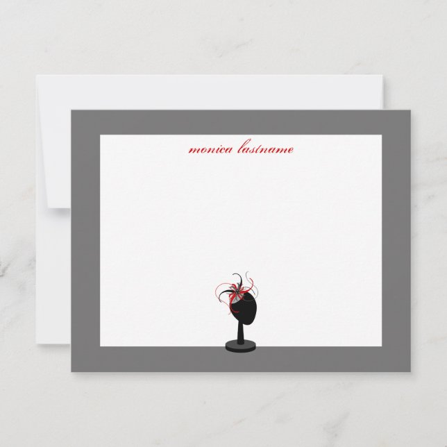 Cartão De Notas Suporte de Fascinador e Chapéu - Notecas Planas (Frente)