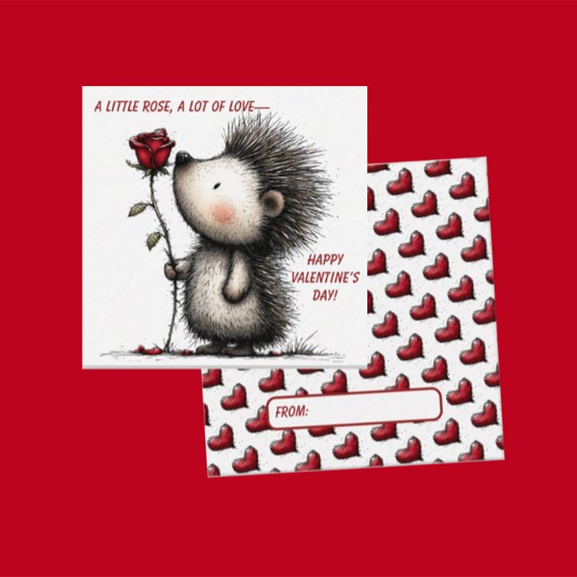 Cartão De Notas Sweet Hedgehog Valentine Card  (Criador carregado)