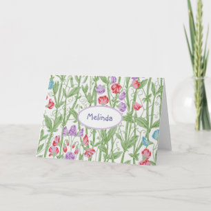 Cartão De Notas Sweet Pea William Morris Floral Pattern Monograma