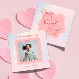 Cartão De Notas Sweet Pink Bow Valentine's Classroom Photo Card