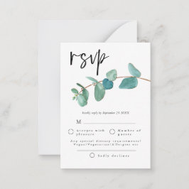 Cartão De Notas TAMANHO MÍNIMO | Azul Eucalyptus folhas Casamento