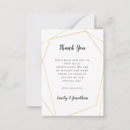 Cartão De Notas TAMANHO MÍNIMO | Dourado Casamento Geométrico Obri