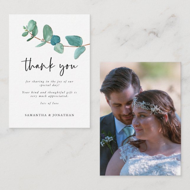 Cartão De Notas TAMANHO MÍNIMO | Eucalyptus Foto De Casamento Obri (Frente/Verso)