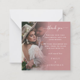 Cartão De Notas Tamanho TINY | Casamento de Foto Dusty Rosa Obriga