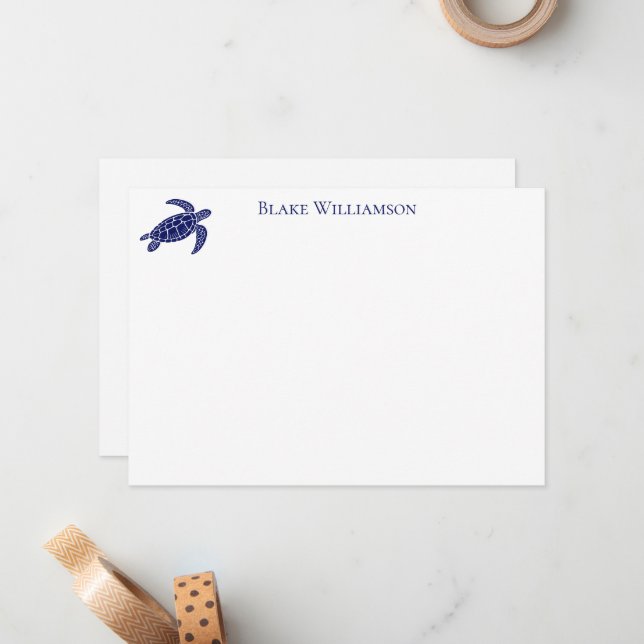 Cartão De Notas Tartaruga marinha de cor vermelha #6 NF azul (Frente/Verso In Situ)