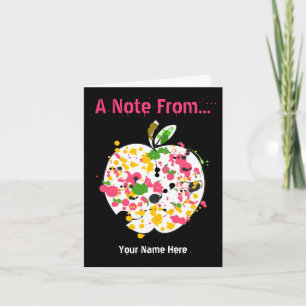 Cartão De Notas Teacher Notecard - Paint Splatter Apple