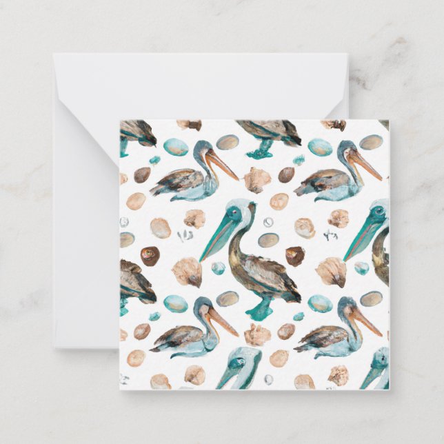 Cartão De Notas Teal Pelican Notecard (Frente)