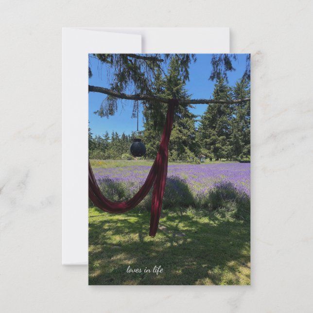 Cartão De Notas Tecido, Lanterna do Jardim e Campo de Lavanda (Frente)