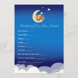 Cartão De Notas Teddy Bear Moon Baby Shower Prediction 