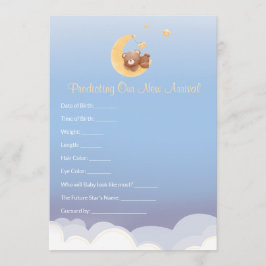 Cartão De Notas Teddy Bear Moon Baby Shower Prediction 