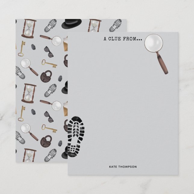 Cartão De Notas Tema de Detetive Espião Agente Secreto Crianças Mi (Frente/Verso)