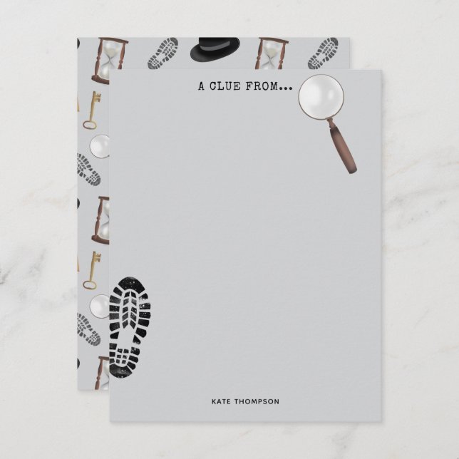 Cartão De Notas Tema de Detetive Espião Agente Secreto Kids Mistér (Frente/Verso)