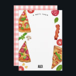Cartão De Notas Tema de Festa de Pizza Aquarela Aniversário Crianç<br><div class="desc">Um design de tema de pizza em aquarela. Um ótimo design para festas de aniversário temáticas de pizza para crianças. Este design de fatias de pizza e ingredientes desenhados à mão em aquarela é ideal para qualquer pessoa que ama pizza, culinária e comida italiana. Um ótimo design para decoração de...</div>
