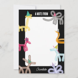 Cartão De Notas Tema de Festa Infantil de Animais de Balão