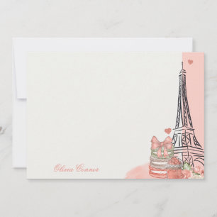 Cartão De Notas Tema de Paris Rosa Romântico Personalizado