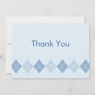 Cartão De Notas Tendência Blue Argyle Flat Obrigado Nota Placas