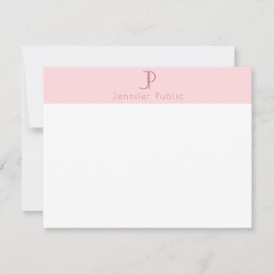 Cartão De Notas Tendência Blush Pink Monograma Elegante Design sim