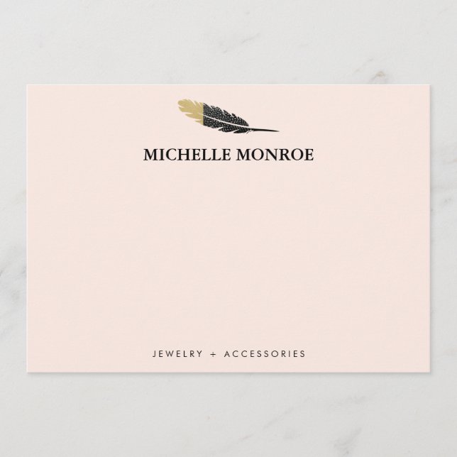 Cartão De Notas Tendência Dourada de Boho Designer Rosa (Frente)