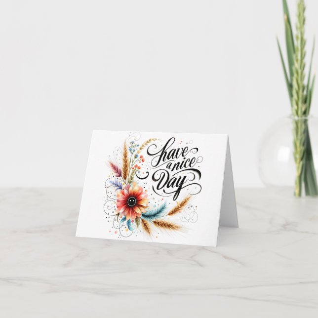 Cartão De Notas Tenha um belo dia floral (Frente)