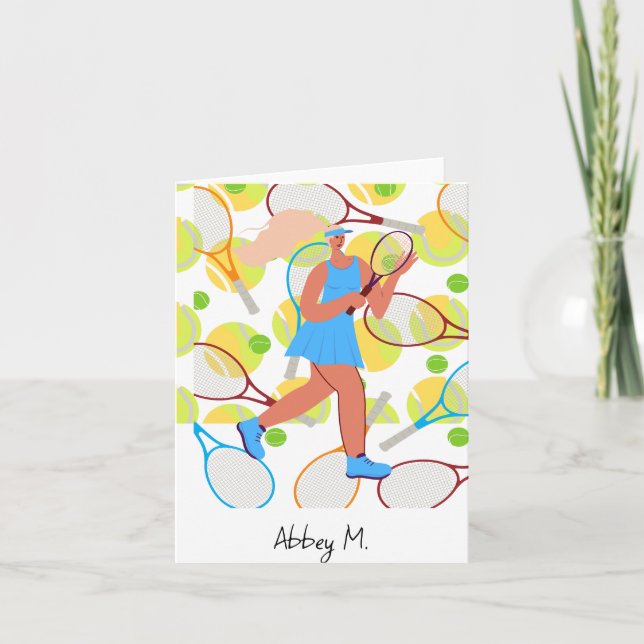 Cartão De Notas Tênis, jogador joga tênis (Frente)