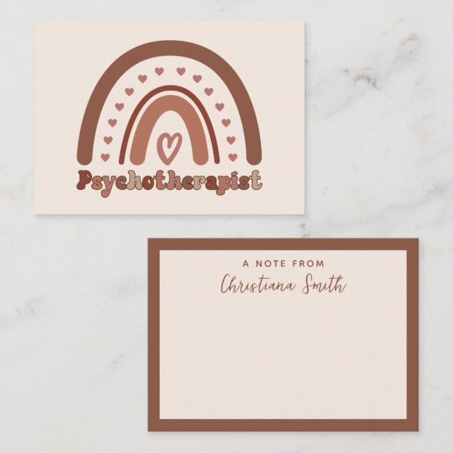 Cartão De Notas Terapêutica Boho Rainbow Psicoterapeuta (Frente/Verso)