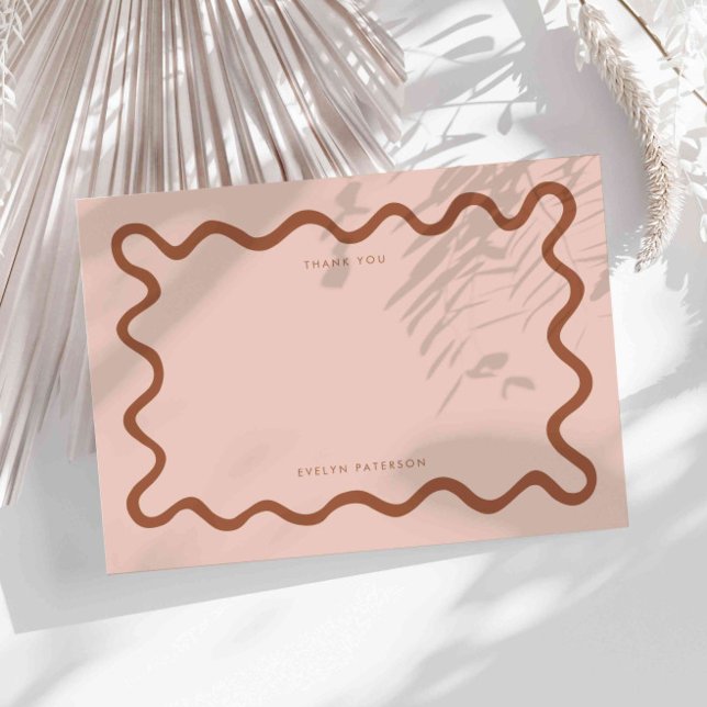 Cartão De Notas Terracotta Squiggly Wavy Line Obrigado (Criador carregado)