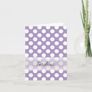 Cartão De Notas Teste padrão de bolinhas na moda branco roxo do