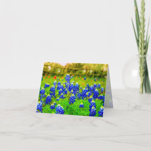 Cartão De Notas Texas Bluebonnets Floral Note Card (Frente)