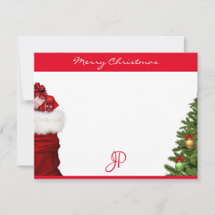 Cartão De Notas Texto de Feliz Natal Monograma Caligrafia Script