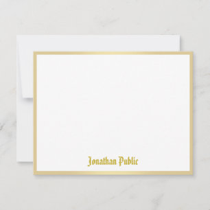 Cartão De Notas Texto Dourado do Script de Caligrafia de Estilo An