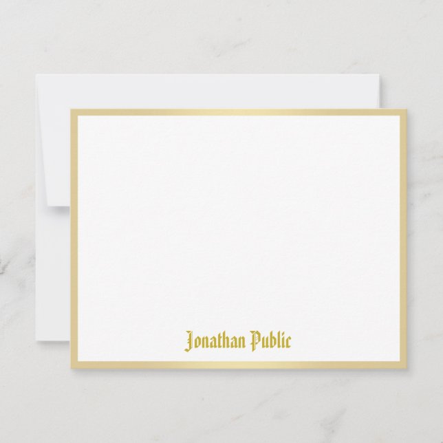 Cartão De Notas Texto Dourado do Script de Caligrafia de Estilo An (Frente)