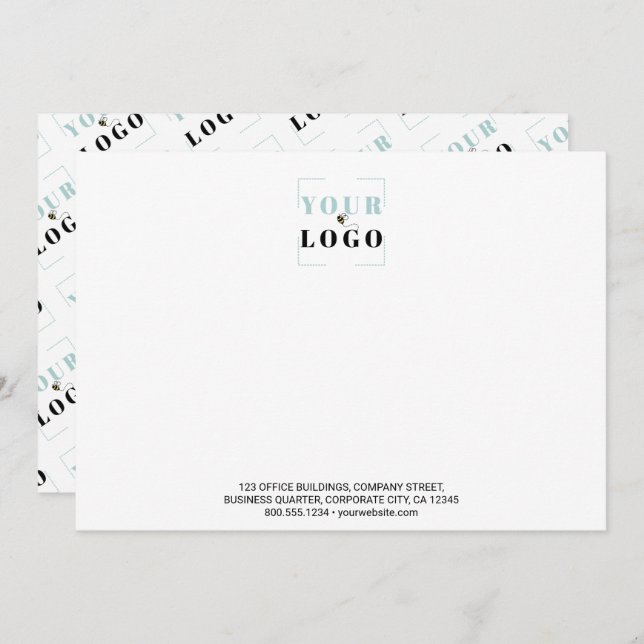 Cartão De Notas Texto personalizado do logotipo Voltar ao branco (Frente/Verso)