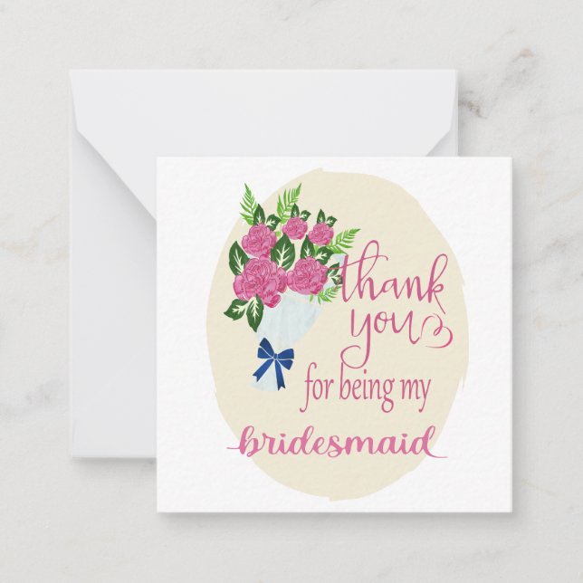 Cartão De Notas Thank you Bridesmaid (Frente)