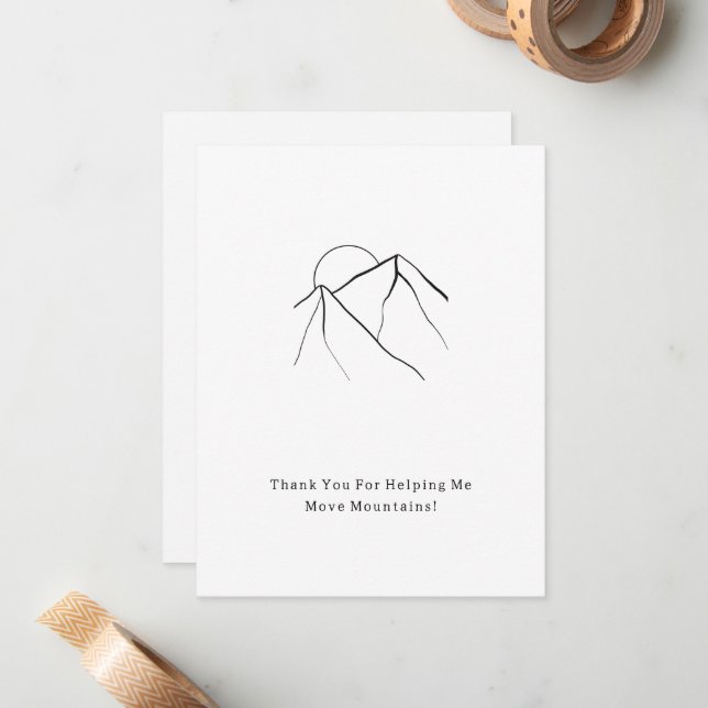 Cartão De Notas Thank You For Moving Mountains Quote Card (Frente/Verso In Situ)