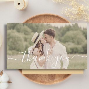Cartão De Notas thank you modern script wedding photo note card