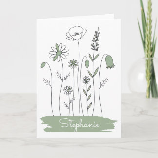 Cartão De Notas Thank You Note Card - Minimalist Wildflowers