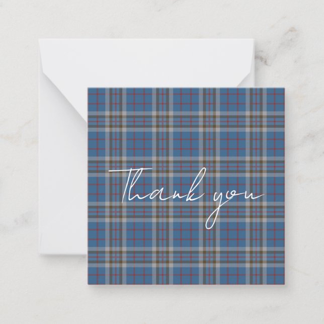 Cartão De Notas Thank You Script Plaid Tartan Thompson Rustic (Frente)