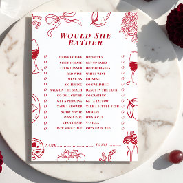 Cartão De Notas That's Amore Bridal Shower Would She Rather Game 