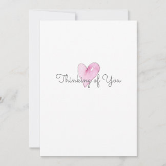 Cartão De Notas Thinking of You Pink Heart Artisan Watercolor
