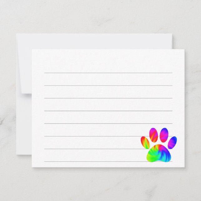 Cartão De Notas Tie Dye Dog Paw Print Graphic Lined Custom (Frente)