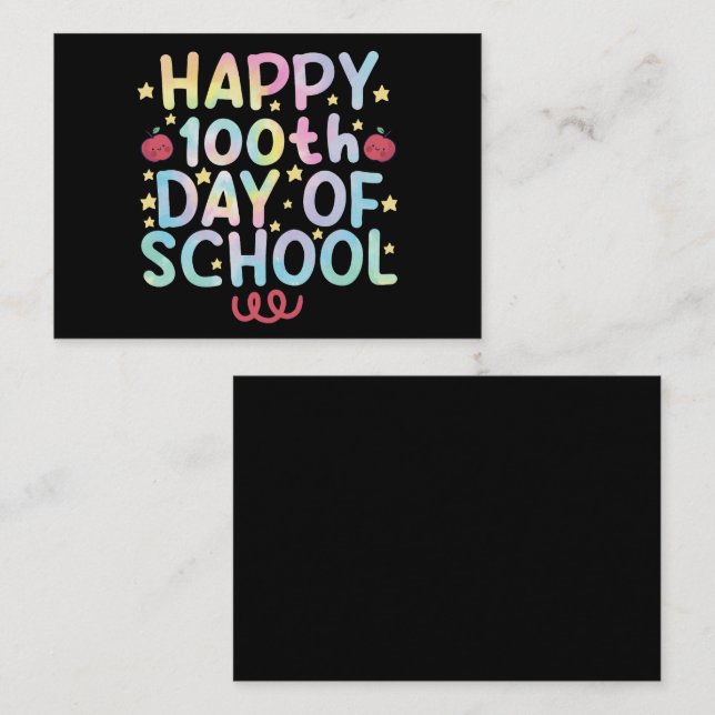 Cartão De Notas Tie Dye Happy 100º Dia de Professores (Frente/Verso)