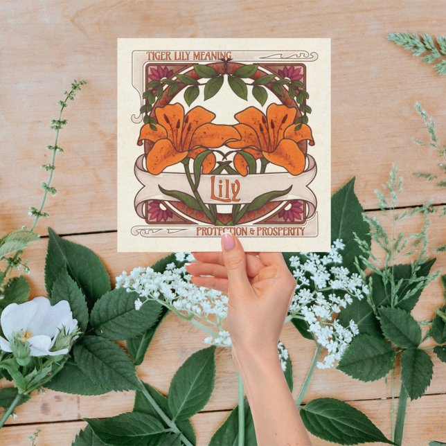 Cartão De Notas Tiger Lily - Flor Significa Laranja De Estilo Vint (Embrace the timeless elegance of tiger lilies with this vintage-inspired note card.)