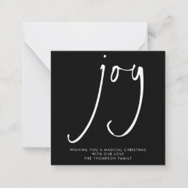 Cartão De Notas TINY MINI SIZE Joy Script White Black Holiday