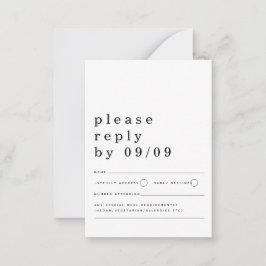 Cartão De Notas Típica MINI SIZE Negra Casamento Branco RSVP