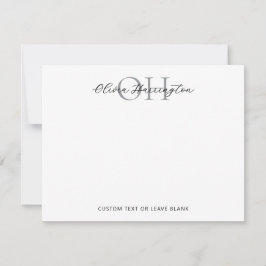 Cartão De Notas Tipografia Clássica de Script Branco e Preto Moder