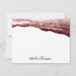 Cartão De Notas Tipografia de Script Agate Geode de Blush Dourado