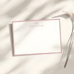 Cartão De Notas Tipografia Decorativa Monograma | Rosa poeirento<br><div class="desc">Um cartão de nota moderno e elegante desenhado com bordas cor-de-rosa poeirentas limpas,  um monograma tipográfico decorativo e uma fonte serif clássica.</div>