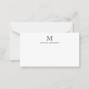 Cartão De Notas Tipografia Elegante Formal Clássica Monograma Pret